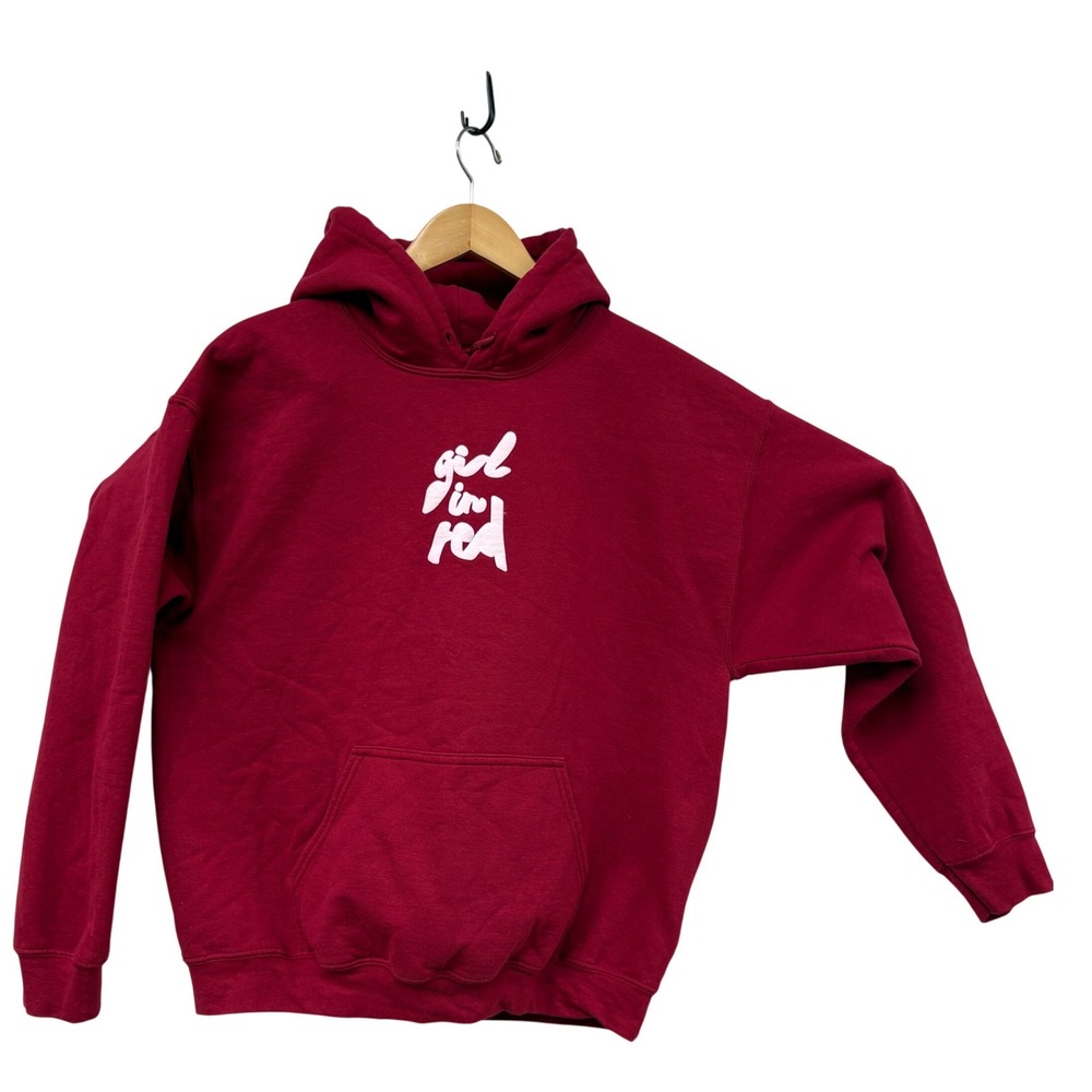 Girl in Red Official Merchandise Puff Print Logo Maroon Hoodie Size Large